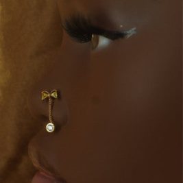 Bow Angel Dangling Chain Nose Stud