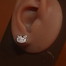 Pair Kitty Stud Earrings Jewelry