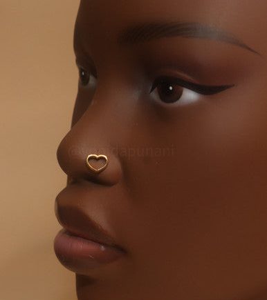 Mini Gold Heart Nose Stud Piercing Jewelry