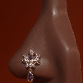 Dangling Gem Moon Heart Wings Nose Stud Piercing Jewelry