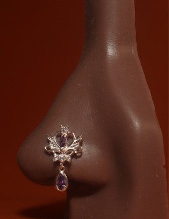 Dangling Gem Moon Heart Wings Nose Stud Piercing Jewelry