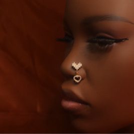 Dangle Heart CZ Nose Stud Piercing Jewelry
