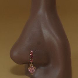 Dangle Pink Gem CZ Nose Hoop Piercing