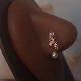 Dangle Cupid Pearl Nose Stud Piercing