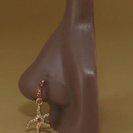 Dangle Starfish Pink One Gem Nose Hoop