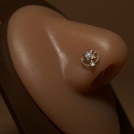 S-Screw Opal Gem Nose Stud Ring Piercing Jewelry