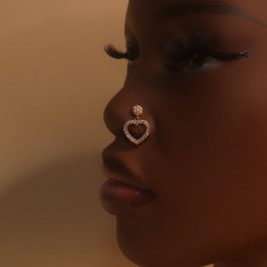 Dangle CZ Heart Nose Stud Piercing Jewelry