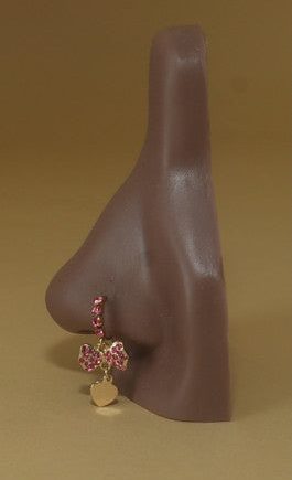 Dangle Pink Gems Nose Hoop Piercing
