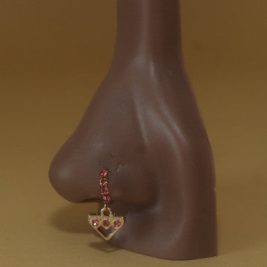 Dangle Pink Gem One Dangle Triangle Nose Hoop