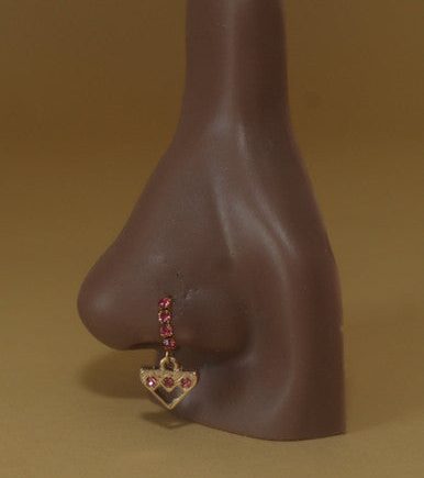 Dangle Pink Gem One Dangle Triangle Nose Hoop