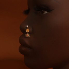 Dangle Love mail Gem Cubic Zirconia Nose Stud Piercing Jewelry