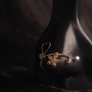 Flower Chain Side Nose Cuff Stud Piercing Jewelry