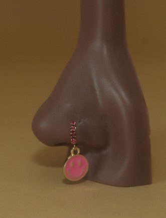 Dangle Pink Smiley Nose Hoop Piercing Jewelry