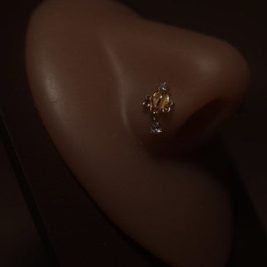 Cinderella Dangle Gem Nose Stud Ring Piercing
