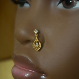 Engave Dangle Gem Loop Nose Stud Piercing Jewelry