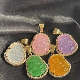 Handcrafted  Laughing Jade Buddha Necklace Pendant Jewelry