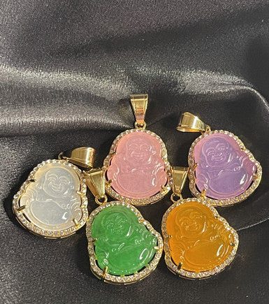 Handcrafted  Laughing Jade Buddha Necklace Pendant Jewelry