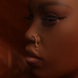 Bow Drop Chain Nose Stud Piercing Jewelry