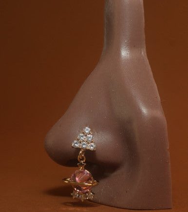 Orb Dangle Gem Nose Hoop Piercing