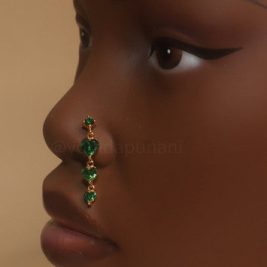 Harmony Dangle Chain Heart Gem Nose Stud Piercing