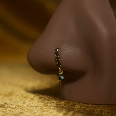 Black Gem Nose Hoop Stud Ring Piercing Jewelry