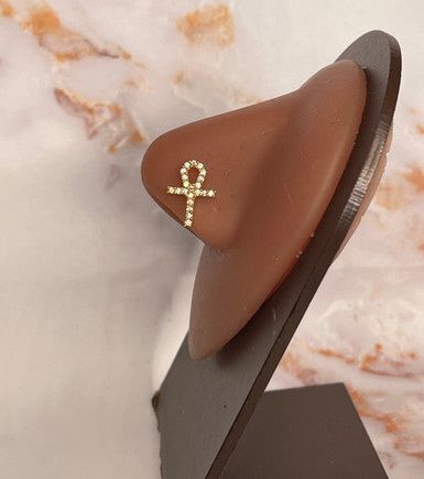 Cubic Zircons Ankh Nose Stud Piercing