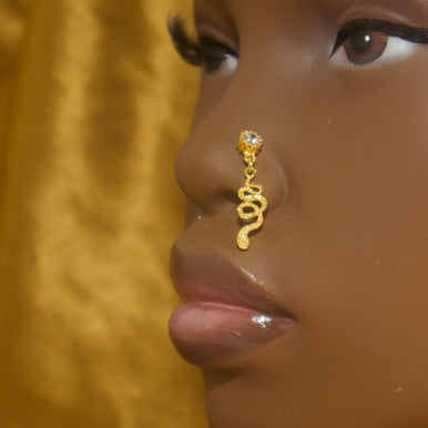 ONE GEM DANGLE SNAKE NOSE STUD