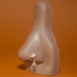 Four Square Gems Circle Nose Hoop Ring  Jewelry