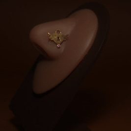 Golden Heart Gem Nose Stud Ring