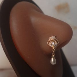 Claudette Teardrop Dangle Pearl Nose Stud