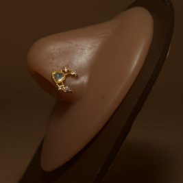 Crescent Moon Cubic Zircon Gems Stud Piercing Jewelry