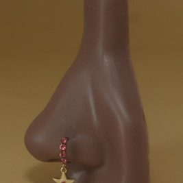 Dangle Pink Gem Star Nose Hoop Piercing