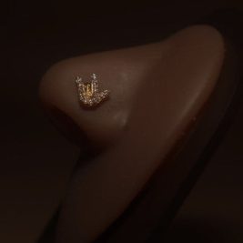 Rock on Hand Emoji Nose Stud Ring Piercing Jewelry