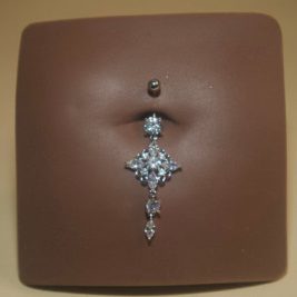 Steel Big Gem Two Dangle Navel Belly Button