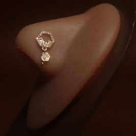 Drean Shape Two Gems Nose Cuff Clip On