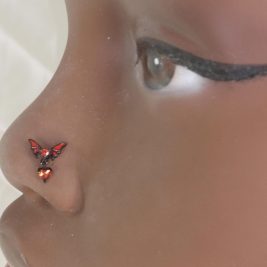 Bat Red Heart Nose Stud Piercing