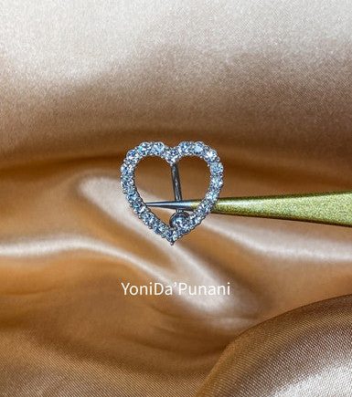 Ruby Heart Design Navel Belly Button Ring