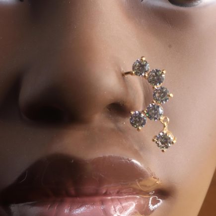 Big Gem Dangle Side Piece Nose Hoop Piercing