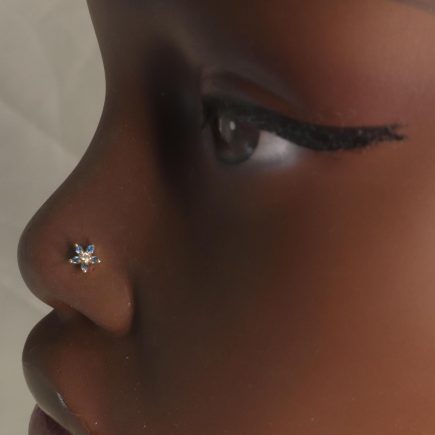 Blue Simple Flower Nose Stud Piercing