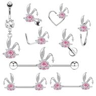 Bunny Ears Dangle Set Body Jewelry Stainless Steel, Multiple Piercing Types