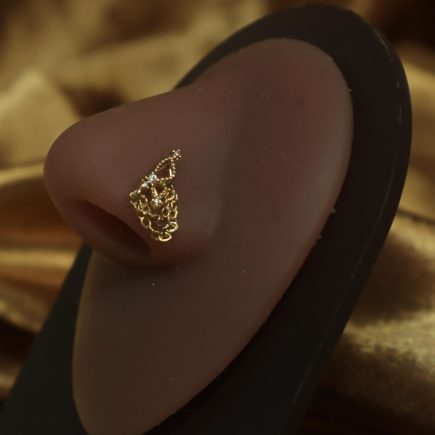 Butterfly Half Circle  Dangle Chain Nose Stud