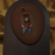Butterfly Pink and Blue Belly Button Ring
