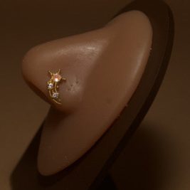 Comet Cubic Zirconia Gems Nose Stud Piercing Jewelry