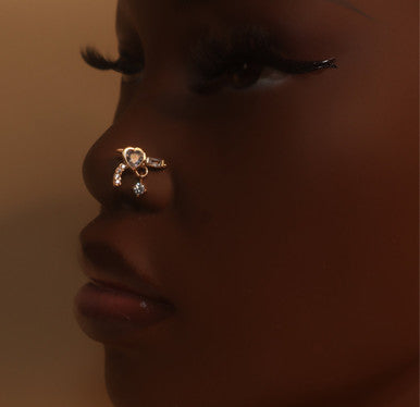 Bonnie & Clyde Heart Gem Nose Stud Piercing