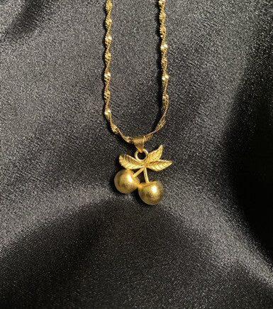Gold Color Cherry Drop Necklace Pendant Jewelry For All Events