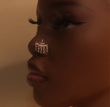 Soulene Dangle Cubic Zirconia Gems Nose Stud