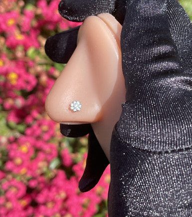 Clear Flower Gem Nose Stud Ring Piercing Jewelry