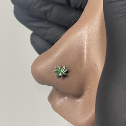 Green Canna  Nose Stud Piercing Jewelry
