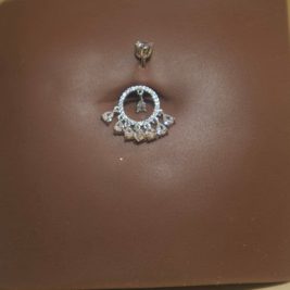 Steel Dangle Eight Drop Circle Navel Belly Button Ring