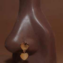 Dangle Double Heart Nose Hoop Piercing